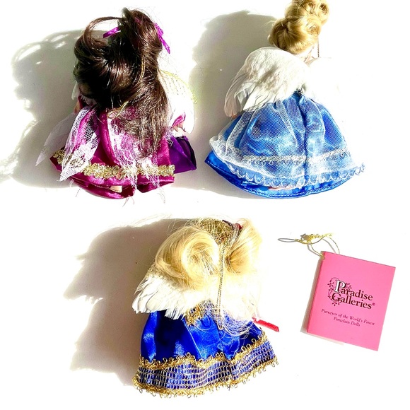 3 Vintage Paradise Galleries Porcelain Doll Christmas Holiday Ornaments - Picture 5 of 10